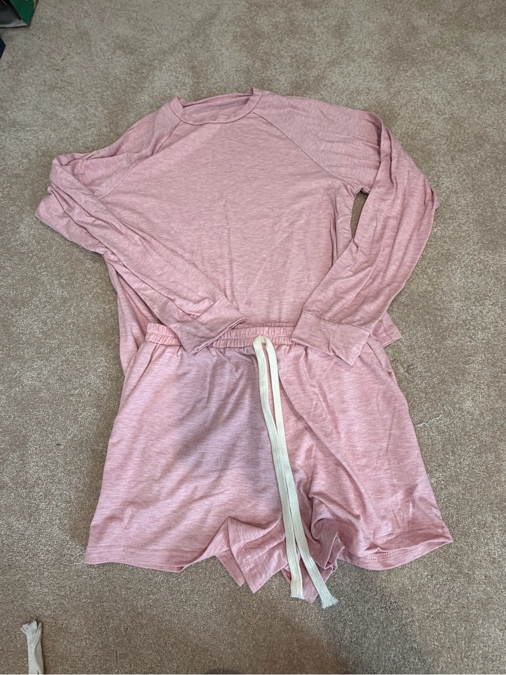 Source Unknown Soft Long-Sleeve Top and Shorts Sleep Set - Light Pink